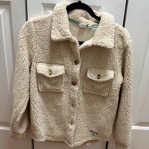 Roxy Cream and Teal Sherpa Jacket